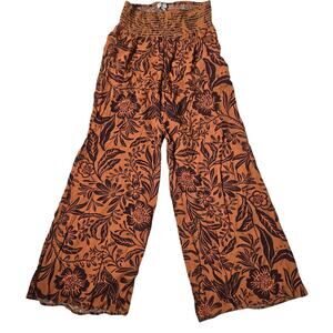 Sons of Peace Wide Leg Orange Floral Boho Pants Womens Size Small